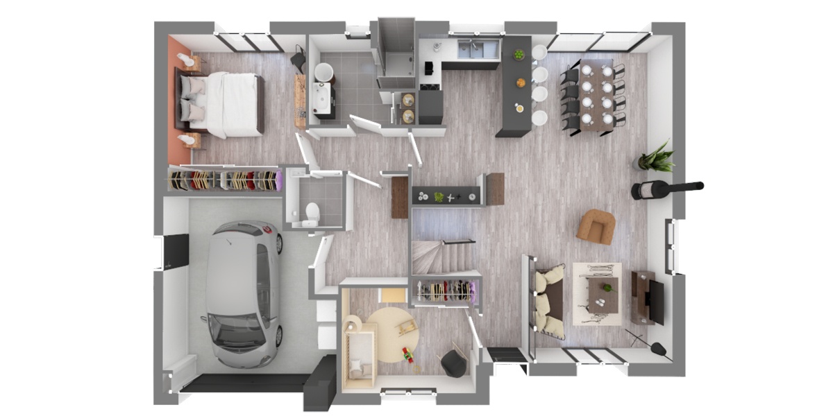 plan maison étage lonrai