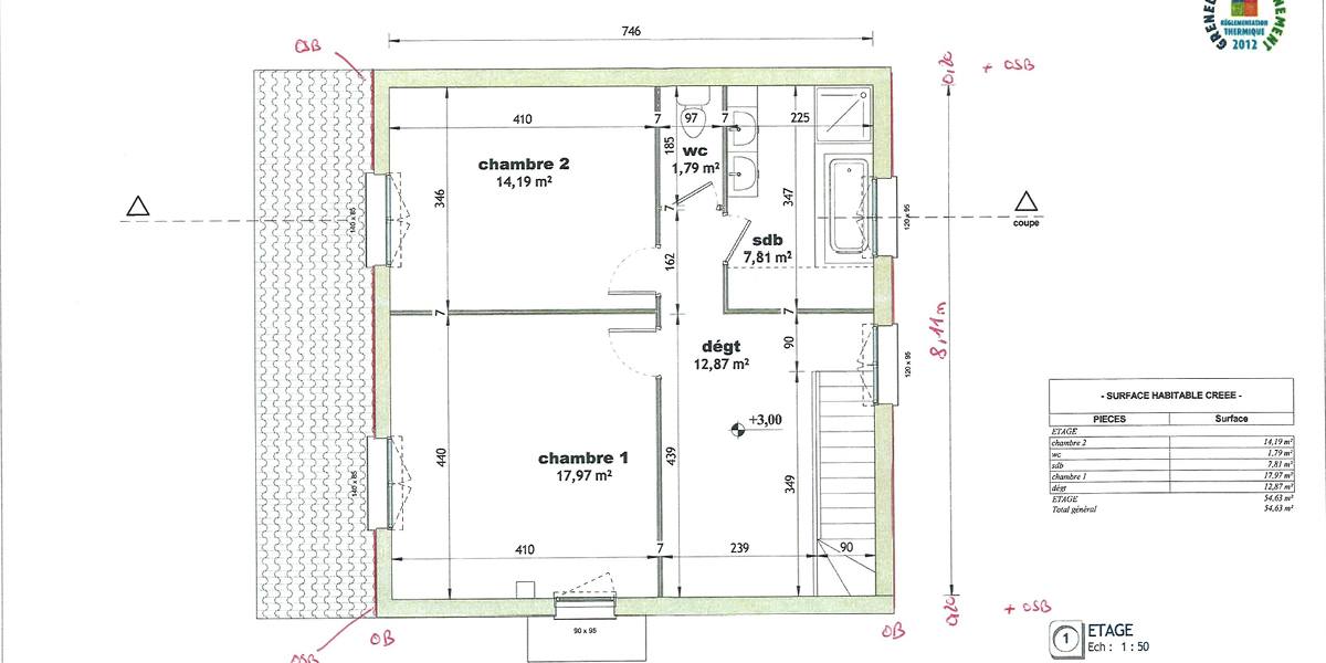 Plan de travaux de surélévation