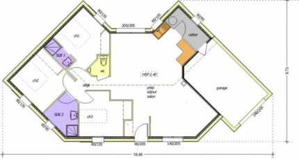 Avant-projet MALLEZAIS - 90 m² - 3 chambres 2493-255492_harmonie-3-chambres-b.jpg - Maisons France Confort