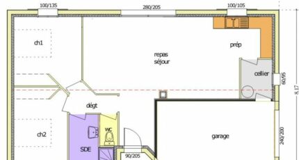 Avant Projet LA TRANCHE SUR MER - 75 m² - 2 chambr 2491-255471_bouleau-2ch-garage-a-droite-en-pignon.jpg - Maisons France Confort