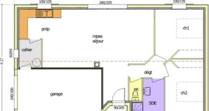Avant Projet LA TRANCHE SUR MER - 75 m² - 2 chambr 2491-255473_bouleau-2ch-garage-a-gauche-en-pignon.jpg - Maisons France Confort