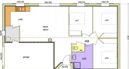 Avant-projet MARANS - 80 m² - 3 chambres 2490-255467_bouleau-3ch-garage-a-gauche-en-pigon.jpg - Maisons France Confort