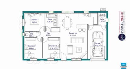 MAISON DE PLAIN PIED - 75 M2 - CORREZE, NORD DU LO 8770-3653modele92017101019BPf.jpeg - Maisons France Confort