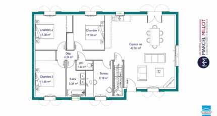 MAISON DE PLAIN PIED - 90 M 2 - CORRÈZE - NORD DU 8967-3653modele620171023DLSJ2.jpeg - Maisons France Confort