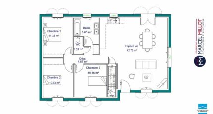 MAISON SUR SOUS-SOL - 86 M 2 - CORRÈZE, NORD DU LO 8946-3653modele620171020zvrES.jpeg - Maisons France Confort