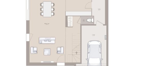 Plan de maison Surface terrain 95 m2 - 4 pièces - 3  chambres -  avec garage 