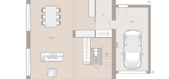 Plan de maison Surface terrain 90 m2 - 4 pièces - 3  chambres -  avec garage 