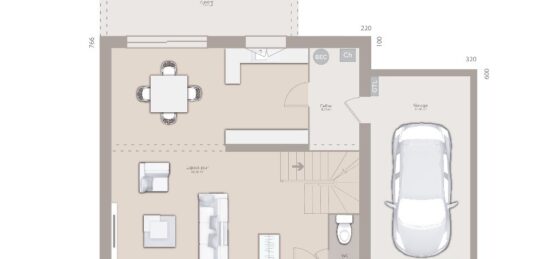 Plan de maison Surface terrain 95 m2 - 4 pièces - 3  chambres -  avec garage 