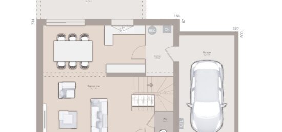 Plan de maison Surface terrain 85 m2 - 4 pièces - 3  chambres -  avec garage 