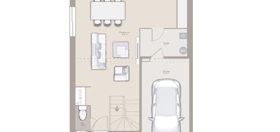 Plan de maison Surface terrain 100 m2 - 5 pièces - 4  chambres -  avec garage 