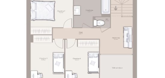 Plan de maison Surface terrain 140 m2 - 5 pièces - 4  chambres -  avec garage 