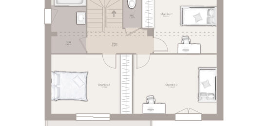 Plan de maison Surface terrain 110 m2 - 5 pièces - 4  chambres -  avec garage 