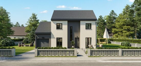 Plan de maison Surface terrain 105 m2 - 6 pièces - 4  chambres -  avec garage 