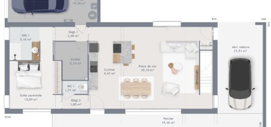 Plan de maison Surface terrain 160 m2 - 8 pièces - 5  chambres -  avec garage 