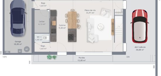 Plan de maison Surface terrain 120 m2 - 7 pièces - 4  chambres -  avec garage 