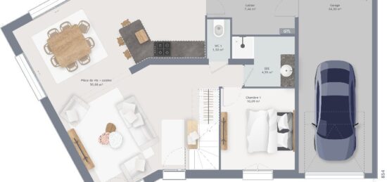 Plan de maison Surface terrain 110 m2 - 7 pièces - 4  chambres -  avec garage 