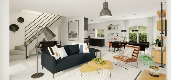Plan de maison Surface terrain 115 m2 - 6 pièces - 4  chambres -  avec garage 