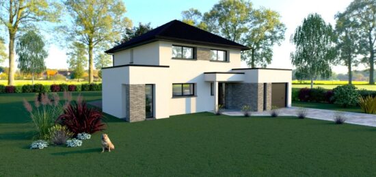 Plan de maison Surface terrain 150 m2 - 8 pièces - 4  chambres -  avec garage 