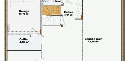 Plan de maison Surface terrain 114 m2 - 5 pièces - 4  chambres -  sans garage 